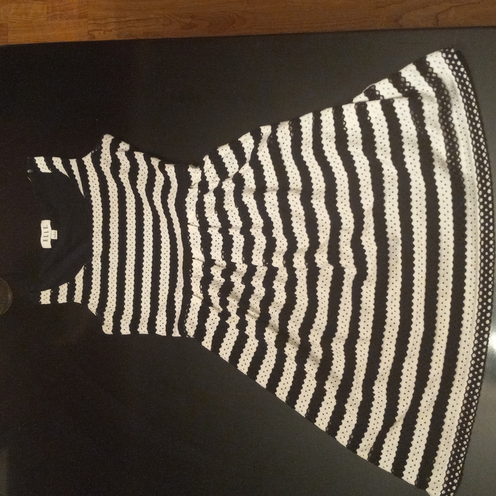 Black and white crochet style sleeveless Elle dress